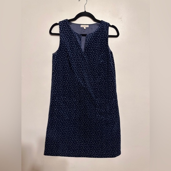 Ann Mashburn Corduroy Floral Shift Dress Navy Size Small - Picture 1 of 7